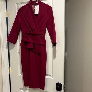 Elegant Burgundy Wrap Dress